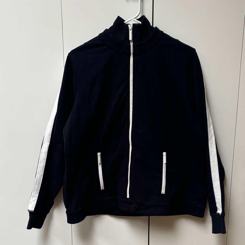 Michael Kors Athletic Navy Track Jacket with White Stripes